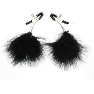 Nipple Clamps with Black Feather